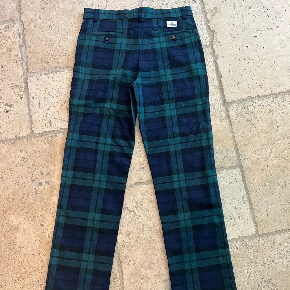 NWOT - Vinyard Vines Plaid Pants - Size 14 - Christmas Green Blue - Picture 2 of 3